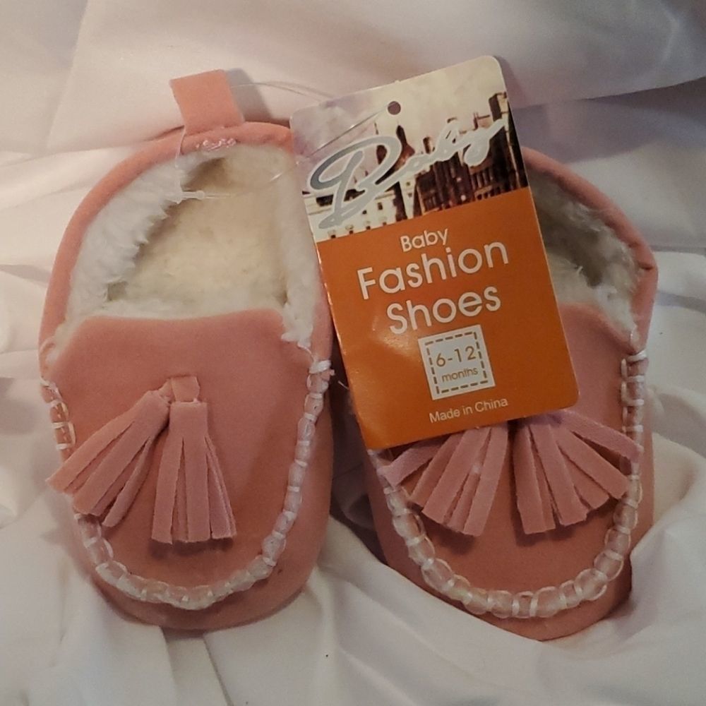Baby Pink Fashion Moccasins - Size 6-12 Months